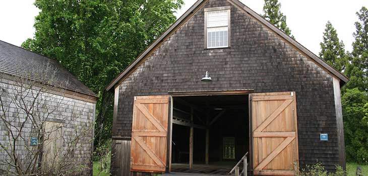 Shingled barn at Polly Hill Arboretum