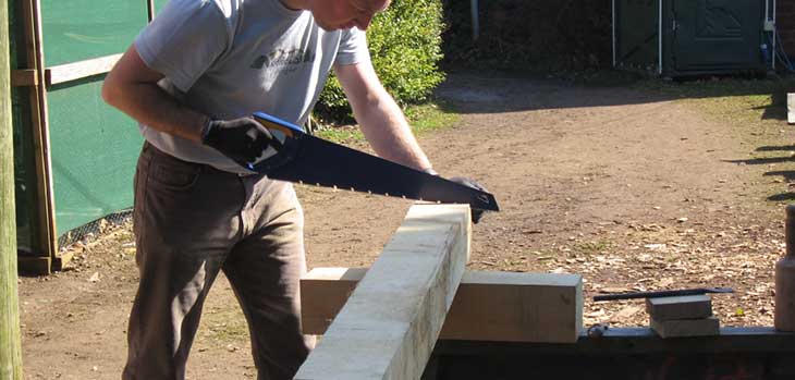 Laurie Moir cutting tenon in post