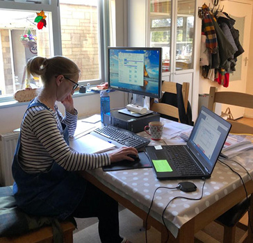 Membership Team member Kelly working from home