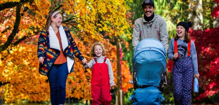 Family enjoying autumn at Westonbirt