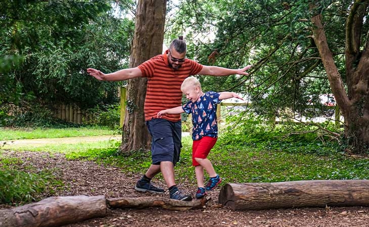 Father and son playing
